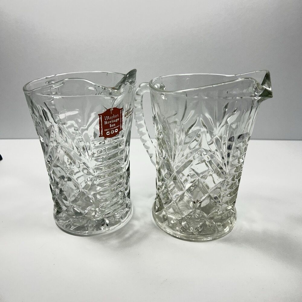 Lot of 2 Vintage Anchor Hocking Pineapple Glass Creamers Marko's Heritage Inn